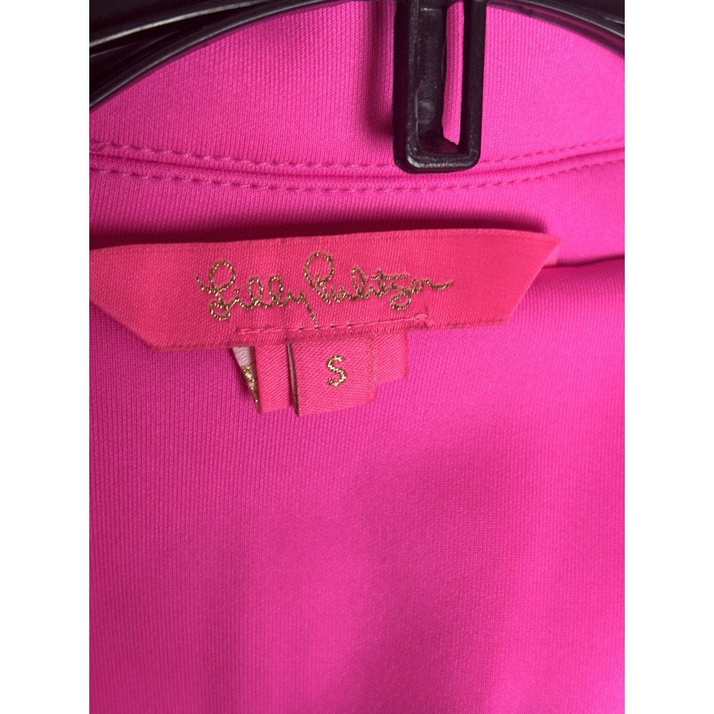 Lilly Pulitzer Pink Scuba Knit Blazer Women's Small Stretch Jacket Gold Buttons - Picture 5 of 10